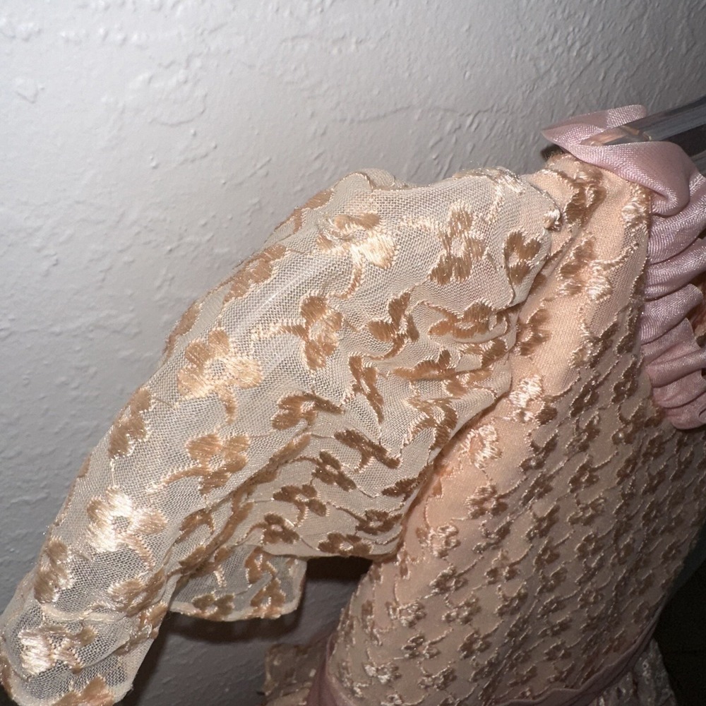 Vintage Sweet N Sassy Dress Peach Ruffles 80s 1980s Layered Pageant Cottagecore - Picture 9 of 16